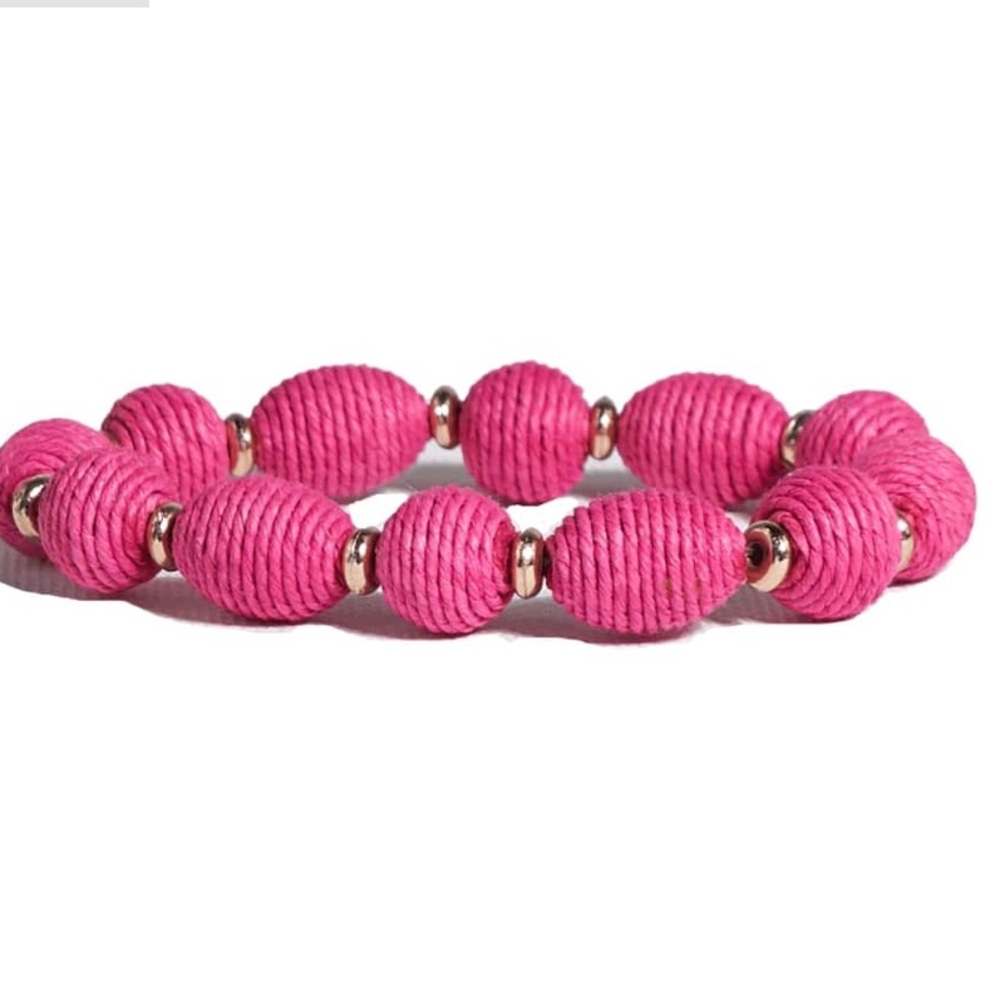 INK + ALLOY 🎀 phoebe hot pink raffia bracelet